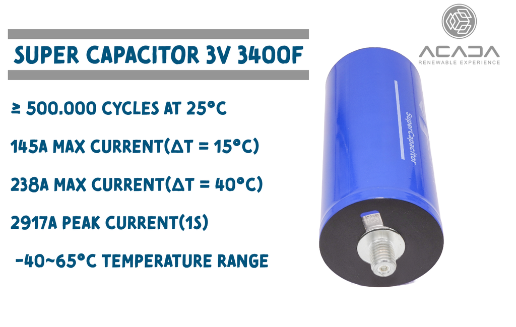 SuperCapacitor 3V 3400F 4,25Wh - M12