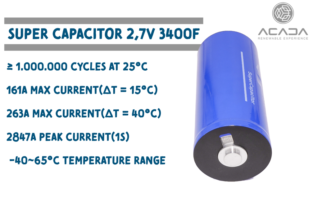 SuperCapacitor 2,7V 3400F 3,44Wh - Weldable