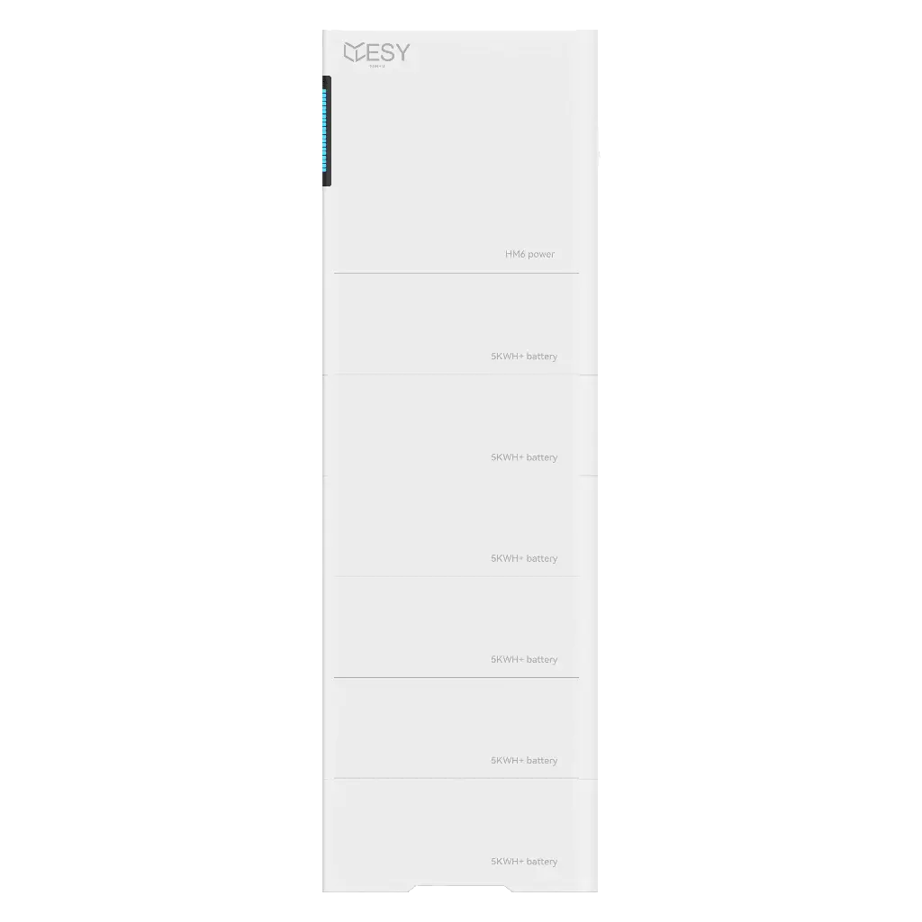 Inversor fotovoltaico HM6-30 con potencia de salida de 6 kW y almacenamiento de batería de 30 kWh, 1 fase