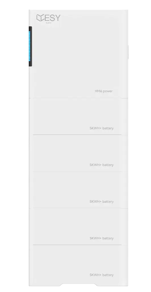 Inversor fotovoltaico HM6-25 com potência de saída de 6 kW e armazenamento de bateria de 25 kWh, 1 fase