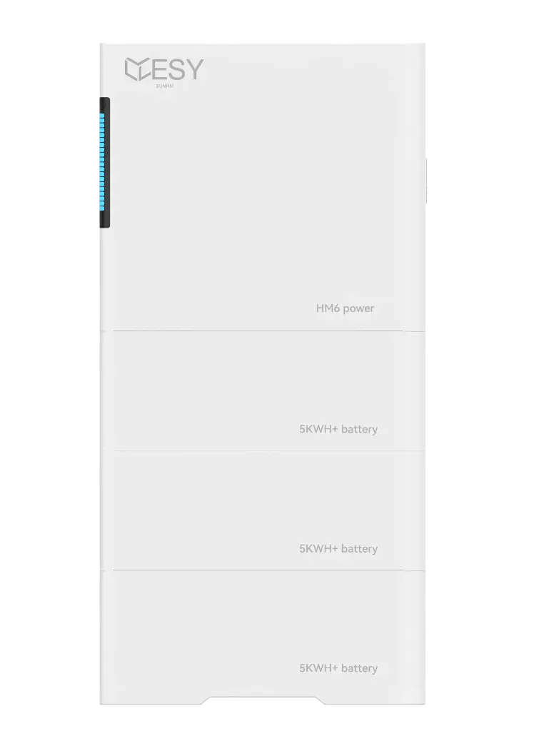 HM6-15 PV växelriktare med 6 kW uteffekt och 15 kWh batterilagring, 1 fas